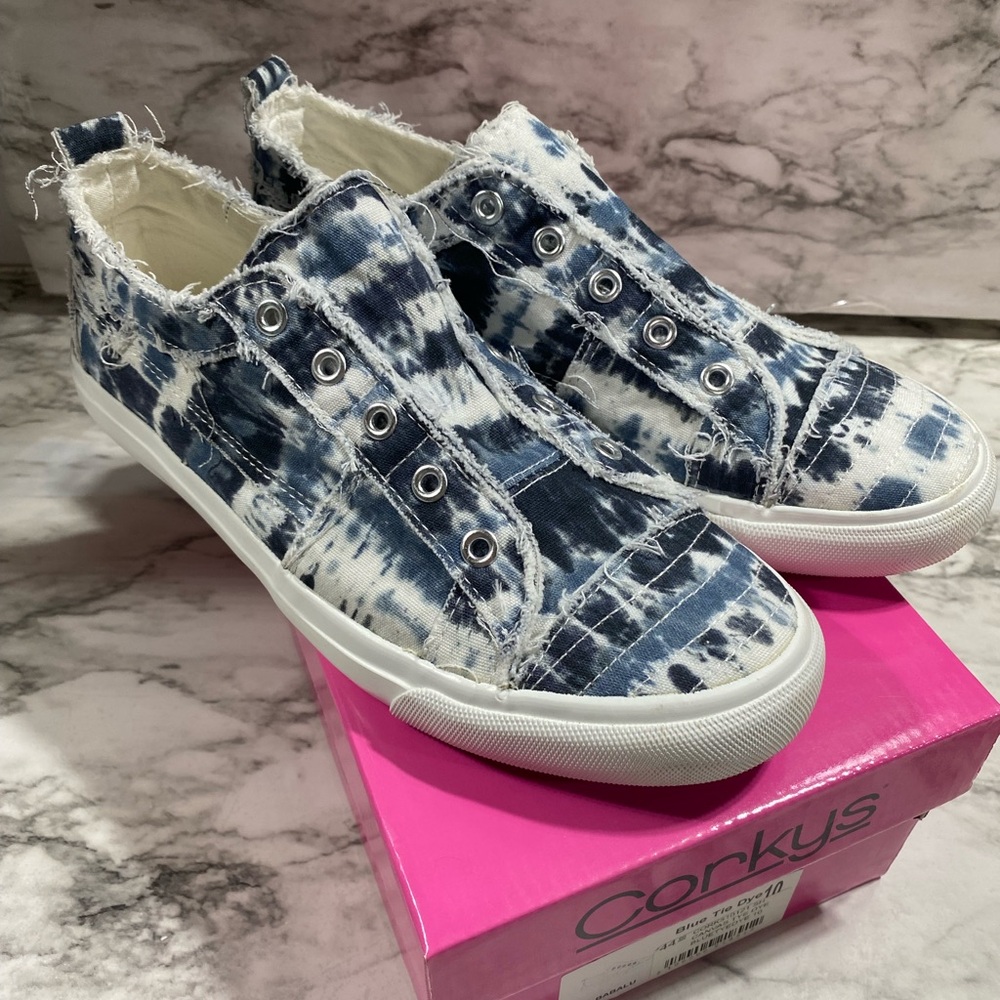 Corkys Frayed Blue Tie-Dye Sneakers